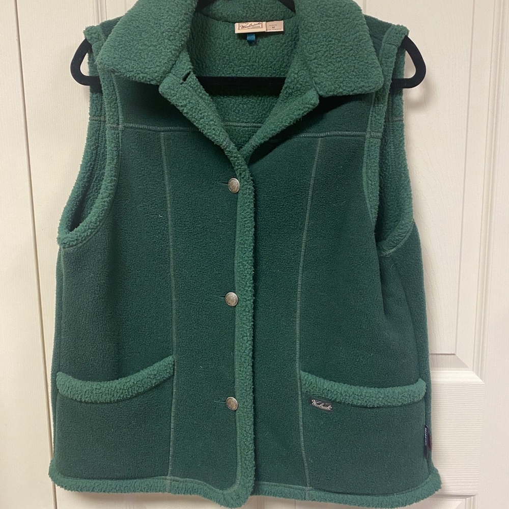Woolrich Vintage Women's Medium Polartec vest with pockets, Forest Green